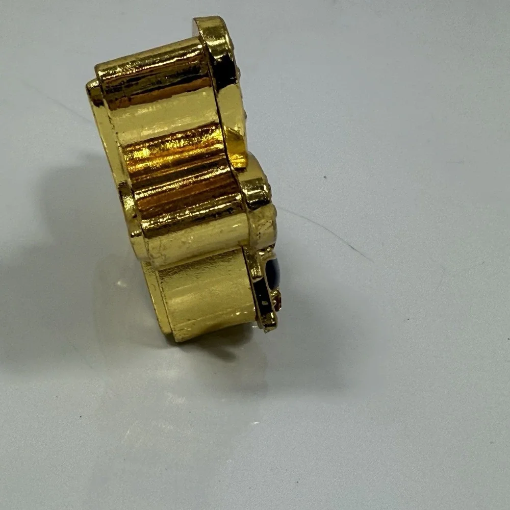 Bee Jeweled Gold Tone Trinket Box Rhinestones